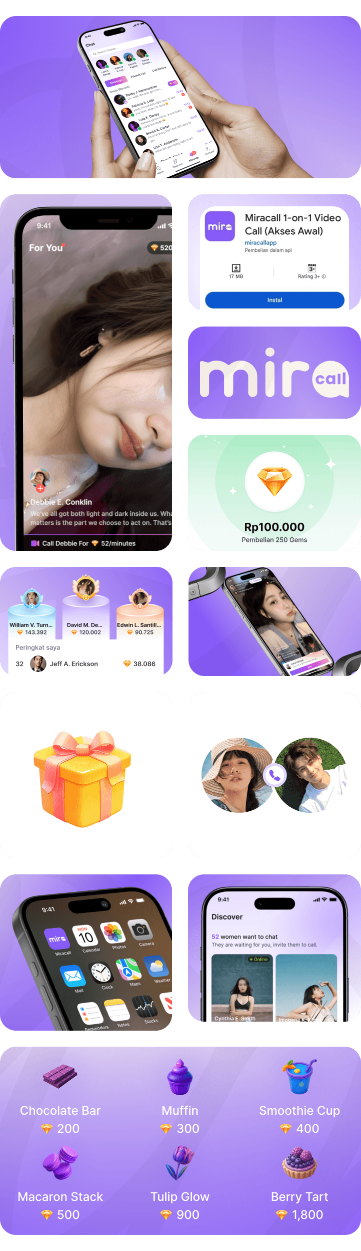 Miracall mobile product highlights collage